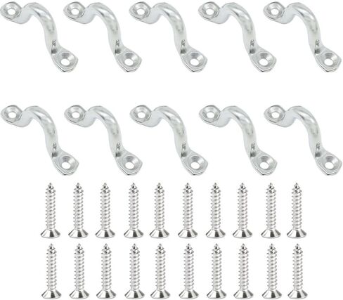 10 Pcs 316 Stainless Steel Eye Straps M5 Ceiling Hooks Heavy Duty Metal Pad Eyes Plate Wall Mount Outdoor Hanging Hardware U Hook with 20 PCS Stainless Steel Screws in Saudi Arabia