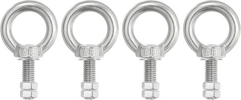 PATIKIL Lifting Shoulder Eye Bolts, 4 Pack M8x35 304 Stainless Steel Eye Bolts Threaded Screw Eyebolt Shoulder Ring with Double Nuts Fixed for Lifting Hanging in Saudi Arabia