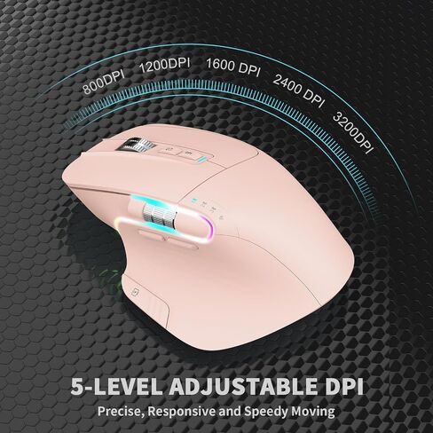 LeadsaiL Wireless Mouse for Laptop, 2.4G Rechargeable Bluetooth5.2 Computer Mouse, Controlling 4 Devices, Up to 3200DPI, Ergonomic Optical Mouse for PC, Notebook, Grey in Saudi Arabia