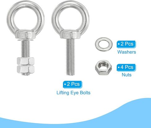 PATIKIL Lifting Shoulder Eye Bolts, 4 Pack M8x35 304 Stainless Steel Eye Bolts Threaded Screw Eyebolt Shoulder Ring with Double Nuts Fixed for Lifting Hanging in Saudi Arabia
