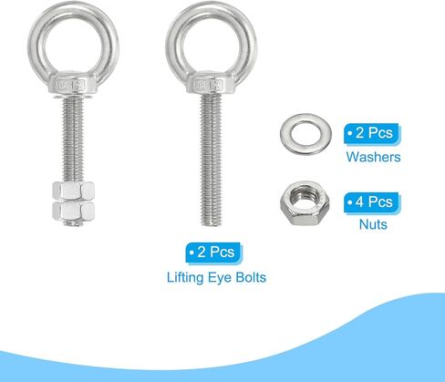 PATIKIL Lifting Shoulder Eye Bolts, 4 Pack M8x35 304 Stainless Steel Eye Bolts Threaded Screw Eyebolt Shoulder Ring with Double Nuts Fixed for Lifting Hanging in Saudi Arabia
