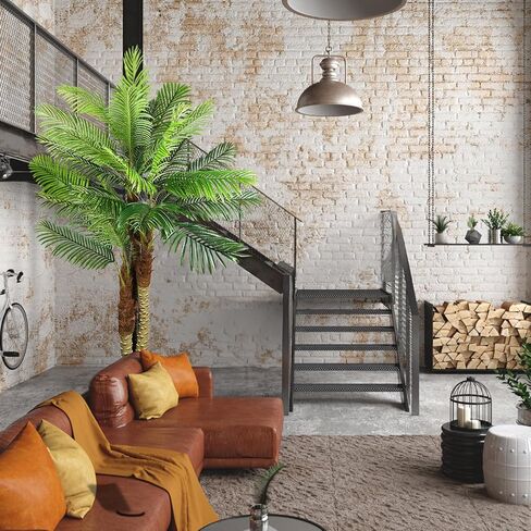 7.9FT(94.5in) Artificial Palm Tree, 3 Trunks UV Resistant Fake Palm Plants Outdoor Indoor, Plantas Artificiales Decorativas Grandes, Perfect for Patio, Poolside, Home Indoor Aesthetic Decor in Saudi Arabia