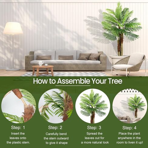 7.9FT(94.5in) Artificial Palm Tree, 3 Trunks UV Resistant Fake Palm Plants Outdoor Indoor, Plantas Artificiales Decorativas Grandes, Perfect for Patio, Poolside, Home Indoor Aesthetic Decor in Saudi Arabia