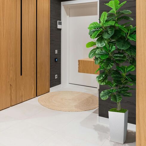 Artificial Fiddle Leaf Fig Tree 6ft, 6 Feet Large Tall Fake Plants Indoor with Modern Style Planter, Artificial Silk Tree for Home Office Living Room Decor Indoor, More Lifelike & Lush (White) in Saudi Arabia