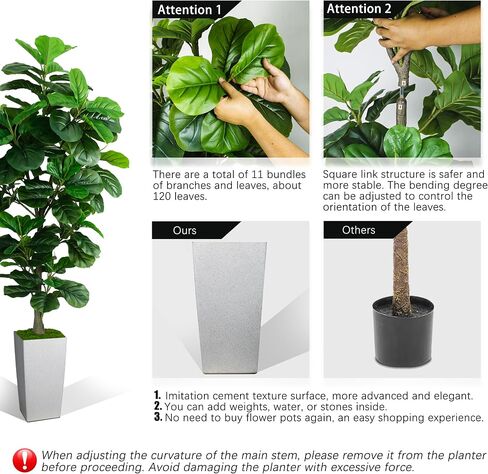 Artificial Fiddle Leaf Fig Tree 6ft, 6 Feet Large Tall Fake Plants Indoor with Modern Style Planter, Artificial Silk Tree for Home Office Living Room Decor Indoor, More Lifelike & Lush (White) in Saudi Arabia