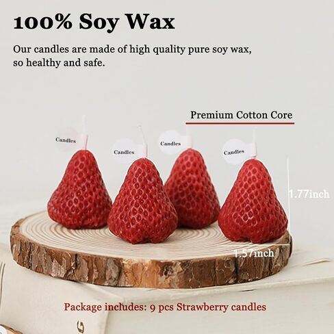 Strawberries Candles Gifts for Women, Aromatherapy Candle, Room Decor Cute Strawberries Shaped Scented Candles, Aesthetic Decorative (6 Red and 3 Pink, 3 Inch) in Saudi Arabia