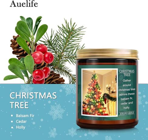 شمعة عيد الميلاد | شمعة شجرة عيد الميلاد، شمعة معطرة للمنزل، هدايا شموع عيد الميلاد - هدايا عيد الميلاد لعطلة الشتاء للنساء والرجال - شموع برطمان للعلاج العطري سعة 7 أونصة in Kuwait
