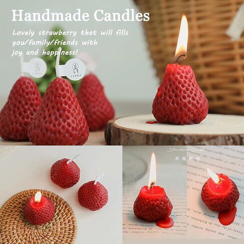 Strawberries Candles Gifts for Women, Aromatherapy Candle, Room Decor Cute Strawberries Shaped Scented Candles, Aesthetic Decorative (6 Red and 3 Pink, 3 Inch) in Saudi Arabia