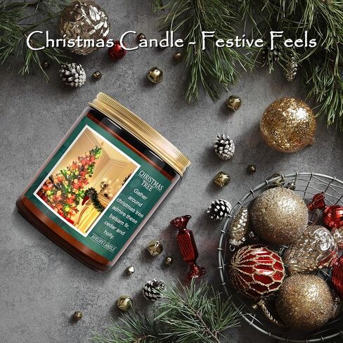 شمعة عيد الميلاد | شمعة شجرة عيد الميلاد، شمعة معطرة للمنزل، هدايا شموع عيد الميلاد - هدايا عيد الميلاد لعطلة الشتاء للنساء والرجال - شموع برطمان للعلاج العطري سعة 7 أونصة in Kuwait