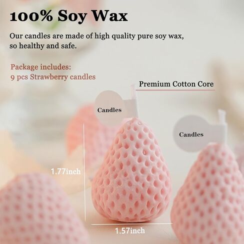 Strawberries Candles Gifts for Women, Aromatherapy Candle, Room Decor Cute Strawberries Shaped Scented Candles, Aesthetic Decorative (6 Red and 3 Pink, 3 Inch) in Saudi Arabia