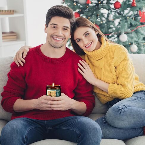 شمعة عيد الميلاد | شمعة شجرة عيد الميلاد، شمعة معطرة للمنزل، هدايا شموع عيد الميلاد - هدايا عيد الميلاد لعطلة الشتاء للنساء والرجال - شموع برطمان للعلاج العطري سعة 7 أونصة in Kuwait