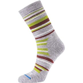 FITS Men's Medium Hiker (Striped) Crew Socks Light Grey M