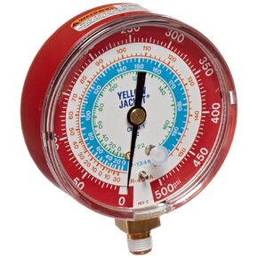 Yellow Jacket 49105 Gauge (Degrees F) Red Pressure, 0-500 psi, R-22/134A/404A, 3-1/8"