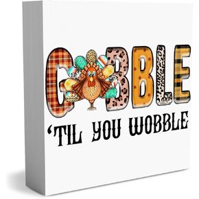 Country Thanksgiving Wood Box Sign Fall Rustic Farmhouse Style Grateful Thankful Blessed Wood Block Plaque 5 X 5 Inches Home Kitchen Desk Sign Decor for Presents
