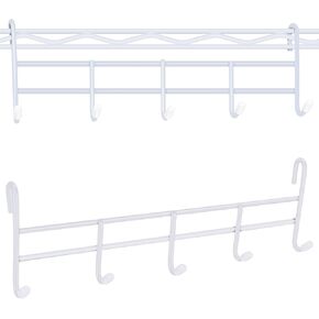 2 Pcs 5 Hook Attachment for Wire Shelving 1.5 x 12 x 4 Inch Hanging Hooks Rack Wire Chrome Plated Steel Shelf Accessories Metal Hook Bars for Storage Display Organizer(Silver)
