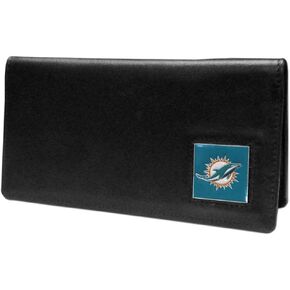 NFL Siskiyou Sports Fan Shop Miami Dolphins Leather Checkbook Cover One Size Black