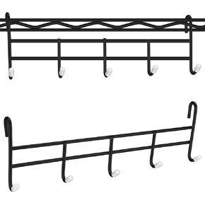 2 Pcs 5 Hook Attachment for Wire Shelving 1.5 x 12 x 4 Inch Hanging Hooks Rack Wire Chrome Plated Steel Shelf Accessories Metal Hook Bars for Storage Display Organizer(Silver)