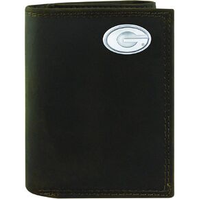 NCAA Georgia Bulldogs Light Brown Crazyhorse Leather Trifold Concho Wallet, One Size