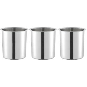 OCS Parts 3-Pack 4.25 Quart Bain Marie Pot | 7.75" x 6" Stainless Steel Pot for Warm or Cold Food, Sauces, Soups, or Organizing Cooking Utensils