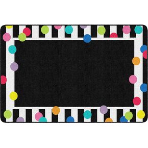 Flagship Carpets Schoolgirl Style Just Teach Bright Polka Dot Border Classroom Area Rug for Indoor Classroom Learning or Kid Bedroom Educational Play Mat, 5'x7'6", Multi