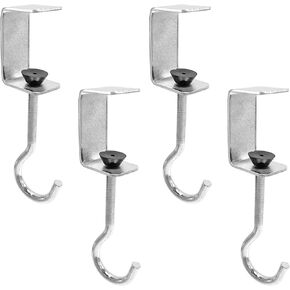 Rainmae 4pcs Desk Mount Bag Holder Hook, Banner Holder Clips, Metal Under Table Purse Hook Portable Desk Mount Headphones Holder Adjustable Desk Hanger Clip, Clamp Organizer for Women Girls Handbag