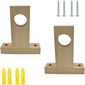 2 Pcs Wooden Curtain Rod Brackets Ceiling-Mount Wood Curtain Rod Holders Ceiling Curtain Rod Hooks for 1.18-Inch Rod