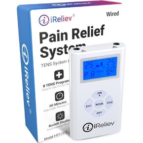 iReliev Dual Channel Tens Unit System ET-1313 for Muscle and Joint Pain Relief, Sports TENS Electronic Pulse Pain Therapy, FDA Cleared