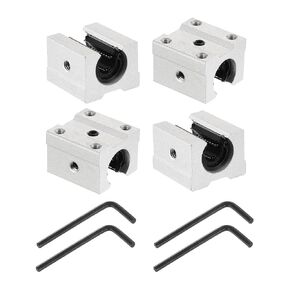 uxcell 4pcs SBR12UU Linear Bearing Block 12mm Open Slide Bearing Long Block for SBR12 Linear Motion Shaft Guides Slide Rails as 3D Printer CNC Router Part, Silver Tone