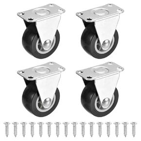 PATIKIL 1.5" Rigid Caster Wheels, 4 Pack Silent Fixed Plate Casters with M4 Screw Load Capacity 110Lbs for Furniture Workbench Cart Trolley One Direction Rolling, Black (NO Brake)