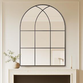 Antok Arched Wall Mirror, 30''x40'' Mirrors for Wall, Decorative Vanity Mirror for Bathroom Bedroom Dresser, Entryway, Living Room, Metal Frame Black