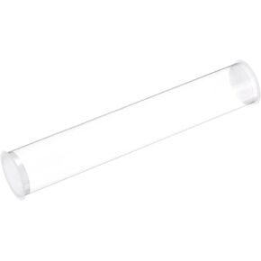 Plastic Pipe Rigid Polycarbonate Round Tube Clear(with White Rubber Caps), [for Lighting, Models, Water Plumbing] - 1.6x1.7"(41.6x43mm), 8"(210mm) Length/Transparent / 1 Pcs