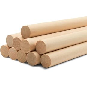 ALBO 1/2" x 48" Wooden Dowel Rods Set 5 Pack Birch Natural Extra Long Thin Craft Sticks Furniture Parts Hangers Hardwood Sanded Smooth Material Woodworking Crafts Bulk Professional