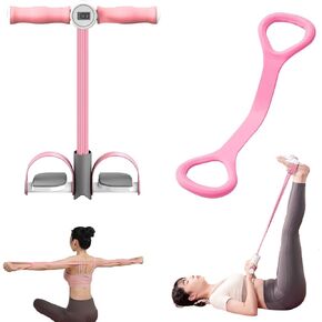 6-Tube Multifunctional Pedal Puller Resistance Rope with 8 Shaped Resistance Band, Foot Pedal Resistance Band, Full Body Workout Fitness Tool for Abdomen, Arm, Leg
