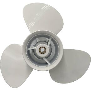 Outboard Propeller 11 3/4x7 OEM NO:69G-45943-00-00 Aluminum Prop Fit for Yamaha Engine 9.9HP-15HP 8 Tooth 3 Blades RH 11.75x7, white