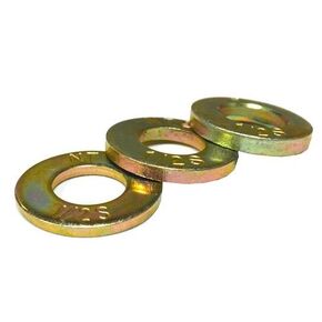 (100) 1/4 Grade 8 Hardened SAE Flat Washers Zinc Yellow