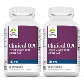 Terry Naturally Clinical OPC - Cardiovascular Health & Focus Support Supplement - Dietary Supplement with Grape Seed Extract & Sunflower Lecithin - Immune Support - 150 mg, 60 Softgels (Pack of 2)