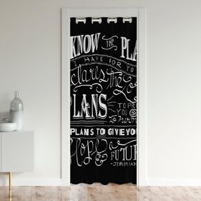 Kids Vintage Bible Verse Door Curtain for Doorway Privacy 42"x80" Christian Bible Verse Jeremiah Closet Door Cover Curtain for Bedroom for Modern Room Divider Curtain Cover Black Window Treatments