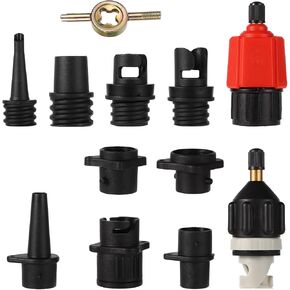 12pcs Inflatable SUP Pump Adapter, Quick Inflate Paddle Board Pump Adapter 2 SUP Valve Adapter with 9 Air Valve Nozzles for Inflatable Boat Paddleboard Kayak SUP Boat