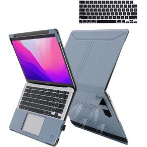 TYTX Compatible with MacBook Pro 14 Inch Leather Case 2023 2022 2021 Release M3 A2918 A2992 M2 A2779 M1 A2442 Pro Max Chip Laptop Cover with Vents and Stand Function with Keyboard Cover, Light Blue