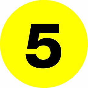 Tape Logic Number Circle Label, Legend "5", 2" Diameter, Fluorescent Yellow, Roll of 500 (DL6773)