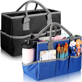 Tellingyou 2 Pcs Art Craft Tote Bag Teacher Craft Organizers and Storage Bag Desktop Craft Tote Art Supply Bag 600d Oxford Organizer Caddy with Multiple Pockets and Hadles for School Office Travel