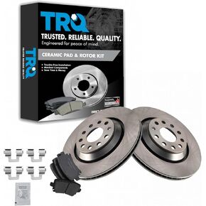 TRQ Rear Brake Replacement Brake Kit Brake Disc Rotors Ceramic Brake Pads Compatible with 2007-2013 Acura MDX 2011-2017 Honda Odyssey 2009-2016 Honda Pilot 2010-2013 Acura ZDX