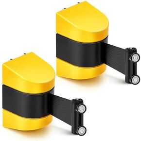 Barydat 2 Pcs 16.4 ft Magnetic Retractable Wall Barrier, Wall Mount Crowd Control Wall Retractable Belt, Safety Belt with ABS Case, Black Belt for Grocery Retail Store Stadium