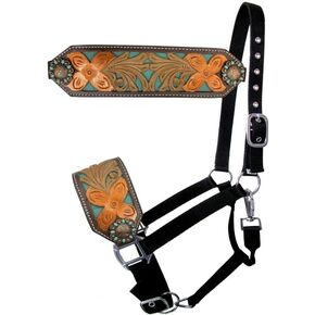 Showman Painted Floral Tooled Bronc Halter