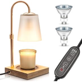 DORESshop Candle Warmer Lamp with Timer, Adjustable Height & Heat, Electric Warmer for Large Jar Candles, Includes 2X 50W Bulbs