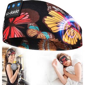 LC-dolida Sleep Headphones Bluetooth 5.4, Headband Headphones Earphones Wireless, Sleep Mask for Sleeping, Sports, Gifts, Workout, Jogging, Yoga,Insomnia, Air Travel, Meditation