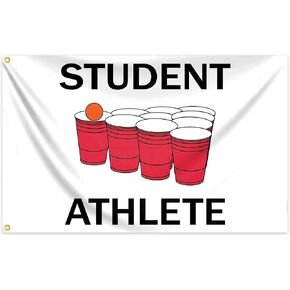 Student Athlete Flag 3x5 Ft Funny Pong Student Movement Flag for Room Teen Guys student Dormitory Bedroom and College Dorm Wall Banner Poster Tapestry Decor
