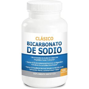 Bicarbonato de Sodio clásico 650 mg USO orgánico Natural Pastillas de bicarbonato de Sodio en polvo Tabletas de bicarbonato de Sodio (cápsulas) Alcalinidad del ácido del estómago 120 cápsulas