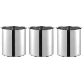 OCS Parts 3-Pack 3.5 Quart Bain Marie Pot | 7-3/4" x 5-11/16" Stainless Steel Pot for Warm or Cold Food, Sauces, Soups, or Organizing Cooking Utensils
