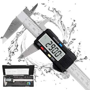 Caliper Measuring Tool, Vernier Digital Caliper Stainless Steel 6 Inch/150mm, Digital Micrometer Waterproof, Easy Switch from Inch to Millimeter, Large LCD Screen